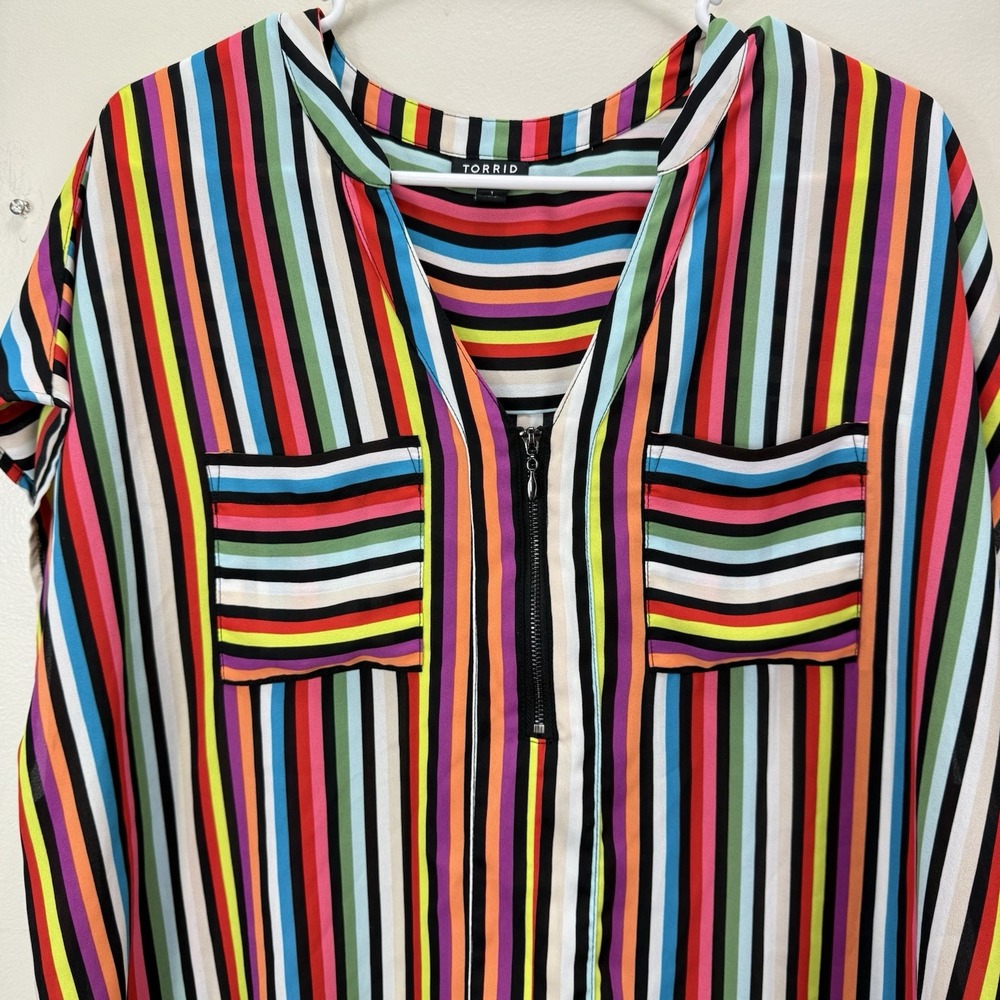 Torrid Multicolor Striped Blouse - Picture 6 of 11